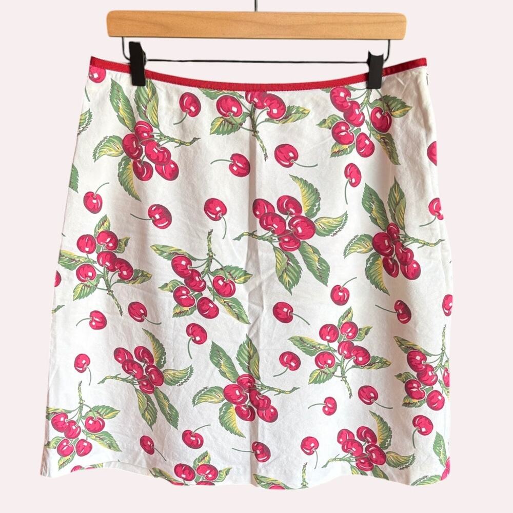 Tommy Hilfiger Vintage Cotton Cherries A-Line Skirt Retro Prep sz 12-14 Pls Rd!